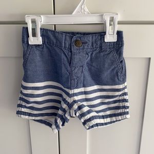 BabyGap chambray blue shorts with white stripes